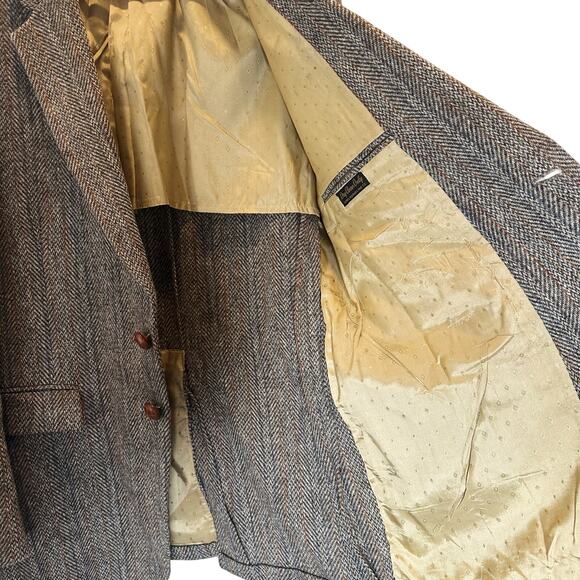 Harris Tweed Scottish Wool Vintage Woven Blazer Sport Coat Mens 42R Woven Brown - Picture 8 of 15
